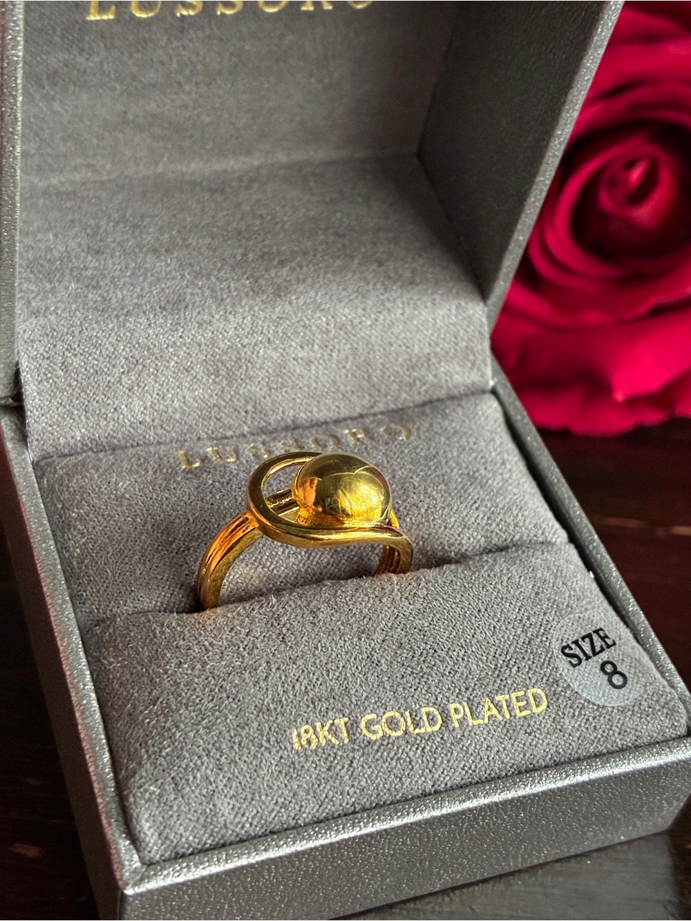 Lussoro 18KT Gold-Plated Globe Ring - Gold Size 8 - Picture 10 of 10